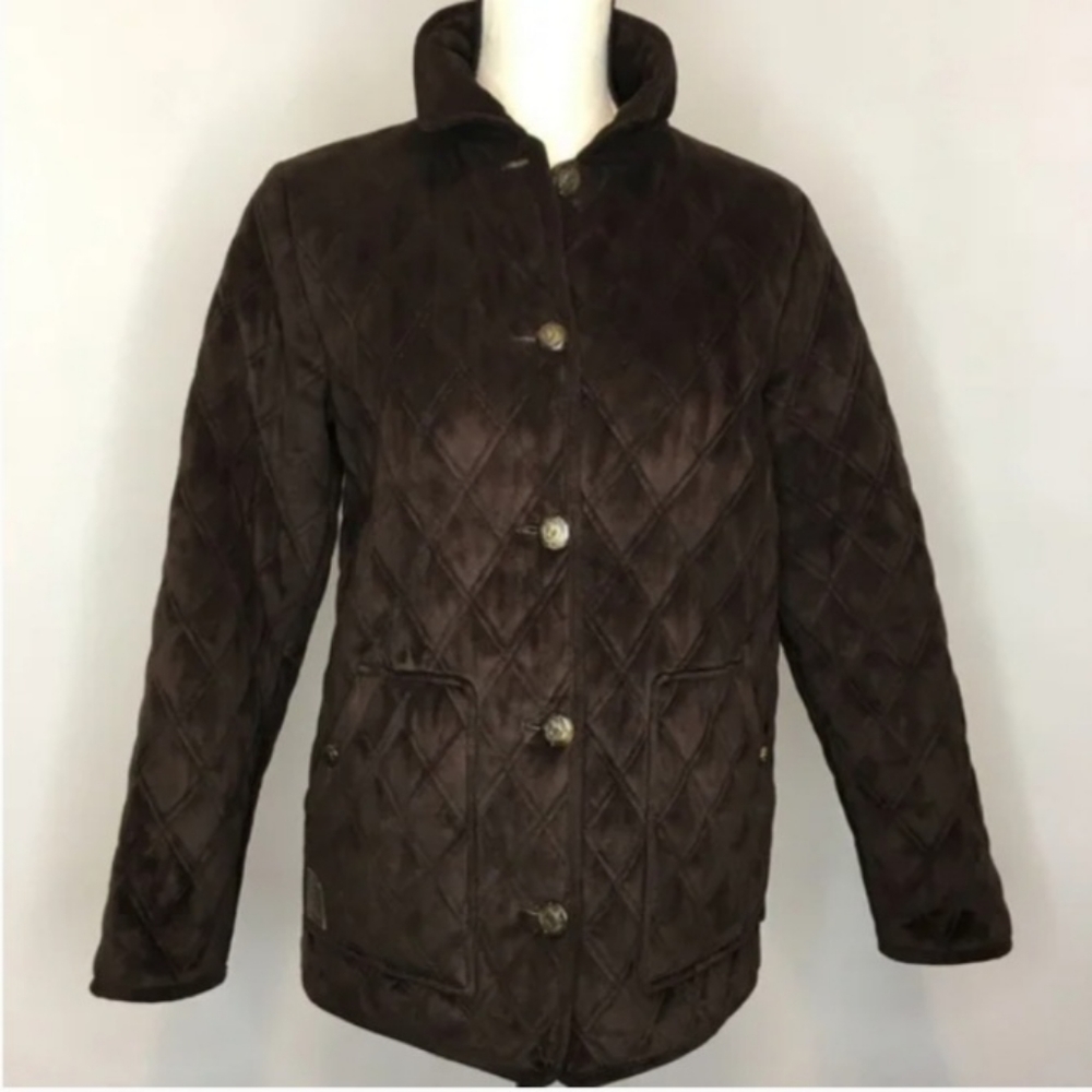 Lauren RL Quilted Button Front Coat - Size Large